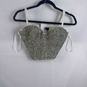 Windsor Silver Embellished Crop Top
